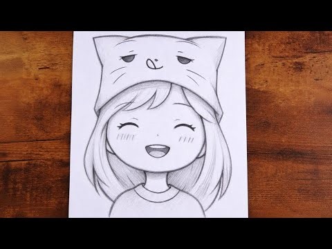 How to Draw a Cute Anime Cat Girl 🐱✏️ | Step-by-Step Pencil Drawing Tutorial