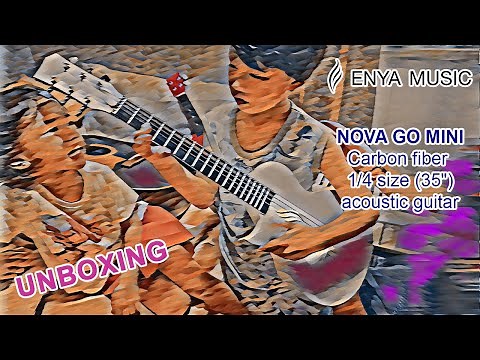 Enya Nova Go Mini Carbon Fiber Acoustic 1/4 Size Travel Guitar for Kids and Adults Unboxing