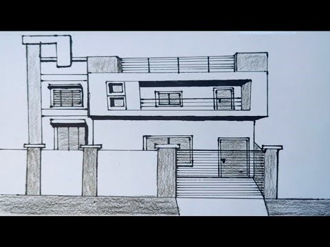 How to Draw a Modern Two-Story House Design | Easy Pencil Sketch Tutorial