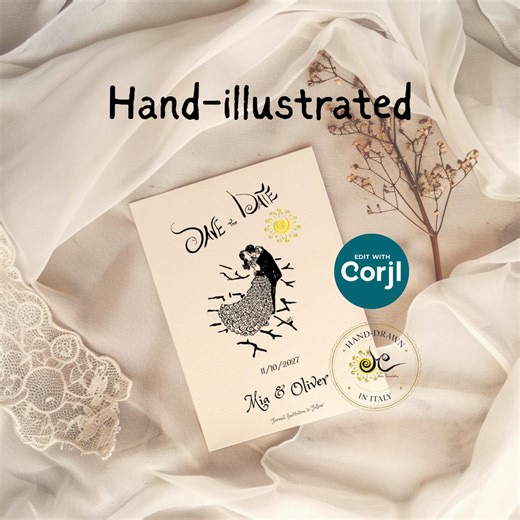 Hand-drawn Save the Date Wedding Invitation, Doodle Style,illustrated Editable Template (digital Download) - Etsy