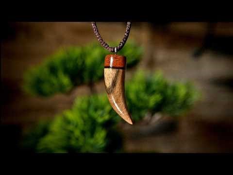How to make a fang-shaped necklace out of walnut wood.