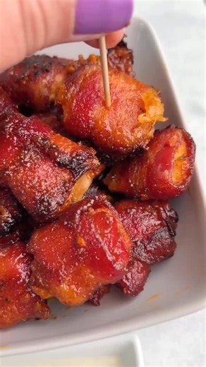 Mallory Austin | Food Blogger on Instagram: "The most poppable appetizer for New Years and game days! Bacon wrapped chicken bites. Comment RECIPE down below to get this sent to your inbox. #appetizer #newyearseve #partyfood #fingerfoods #gamedayfood"