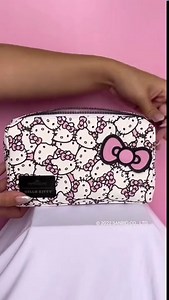 Impressions Vanity Hello Kitty Cosmetic Pouch with Waterproof Faux Leather, Zippered Bag for Travel