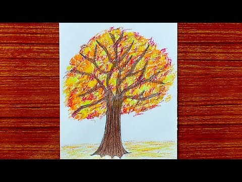How to draw Fall tree / Autumn tree drawing/ Aashiq Art🎨