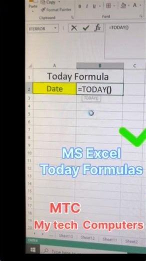 MS Excel Today Formulas MTC My tech Computers