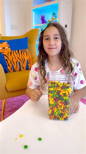 Kids learn to eat one by one skittles otherwise you will choke