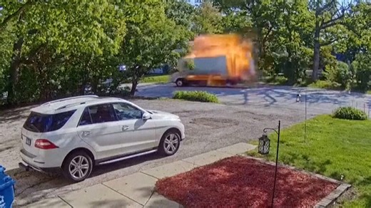 Moment truck explodes while driving through Chicago suburb