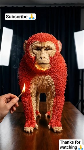 🤯 10,000 Matchsticks Monkey… What Happens When I Light It? 😱🔥 #experiment #aivideo