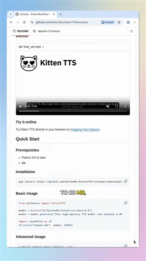 KittenTTS: Free Text-to-Speech Under 25MB (Runs on CPU)