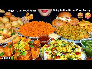 ASMR Veg Cheese Burger,Sandwich,Spicy Maggi,Pani & Dahi Puri Indian Street Food ASMR Eating Mukbang