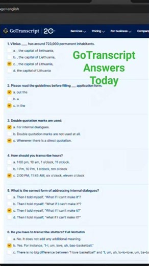 How to pass today's GoTranscript test. Quick and reliable English answers. #GoTranscript#viral #fyp