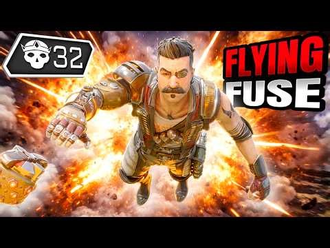 NEW FUSE FLYING ABILITY 32 KILLS AND 7700 DAMAGE (Apex Legends Gameplay)