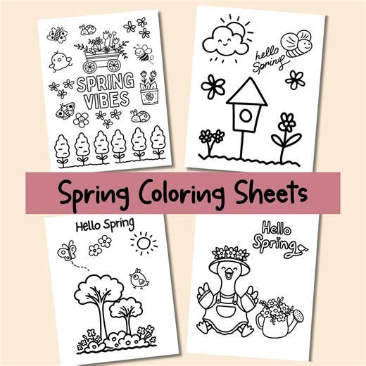 Spring Doodle Coloring Pages for Toddlers, Kids Easy Flower Sheets, Preschool Coloring Activity, Digital Download - Etsy