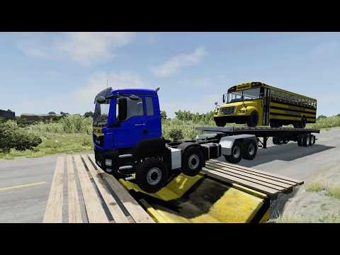 Trucks Cars Vs Massive Speed Bumps – Cars Vs Upside Down Speed Bump - BeamNG Drive