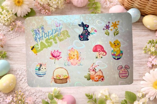 Happy Easter Sticker Sheet | Floral Bunny & Chick Vinyl Stickers | Easter Basket Spring Theme - Etsy