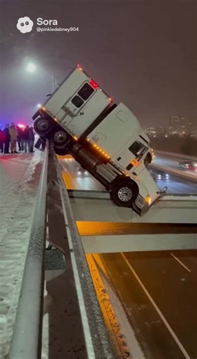 Nightmare on I-85: 18-Wheeler Struggles on Icy Roads as Bystanders Capture the Moment Experience the chilling reality of driving an 18-wheeler on I-85 at night, where treacherous conditions of 4 inches of snow and packed ice lead to a gripping moment of peril. Watch as the massive tractor-trailer loses control, sliding dangerously off the bypass, teetering on the edge, while onlookers helplessly record the unfolding drama. Witness the raw emotions and suspense as bystanders are caught between fe