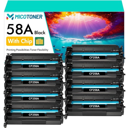 58A Toner Cartridges with Chip Compatible for HP 58A CF258A LaserJet Pro M404n M404dn M428fdw M428fdn M404 M404dw M428 M428dw M406 M430 M304 Printer Ink | 8 * Black