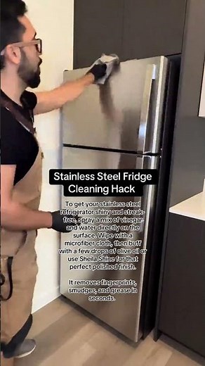 Stainless Steel Fridge Cleaning Hack ✨ To get your stainless steel refrigerator shiny and
