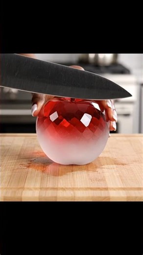 Premium Crystal Apple Slicing ASMR 💎 Ruby Red & White Satisfying Cuts