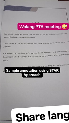 296K views · 1.2K reactions | Indicator 4.4.2. sample annotation using STAR approach #ECP #reclassification #ClassroomObservation | Harold Cruzena | Facebook