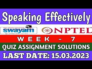 Speaking Effectively | NPTEL | Week 7 Assignment 7 Solution | Jan 2023