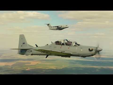 FAP's KC-390 Millennium and A-29N Super Tucano Flying Together