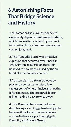 6 Astonishing Facts That Bridge Science and History\n\n1. 'Automation Bi...