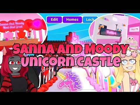 SANNA AND MOODY UNICORN CASTLE🦄 *GLITCH BUILD* in adoptme (roblox)