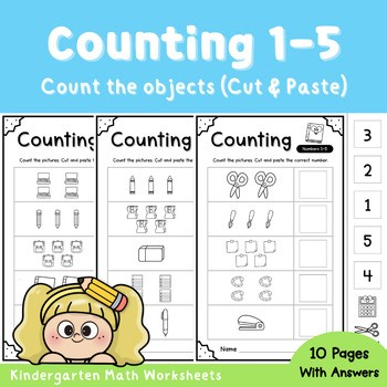 Back to school Counting 1–5 Cut and Paste Worksheets | Numbers 1–5