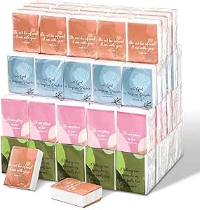 TaoBary 120 Pack Christian Travel Pocket Tissues 3 Ply Bible Verse Inspirational Gifts Cna Week Gift Bulk Facial Tissues Individual Pack with Motivational Quotes for Wedding Church