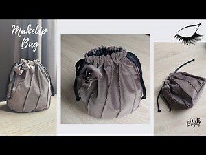 How to make Drawstring MakeUp Bag/DIY Cosmetic Bag sewing tutorial/Drawstring Pouch sewing/Purse Bag