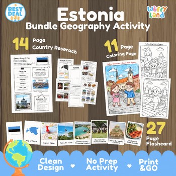 ESTONIA Country Study BUNDLE | Research Project, Flashcards & Coloring