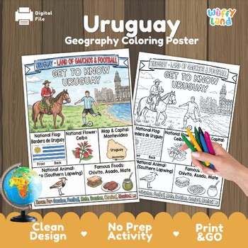 Uruguay Country Study | Geography Coloring Page Activity | South America Soccer