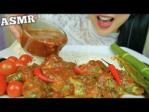 ASMR CHICKEN WINGS EGGS CURRY + BASMATI RICE + SIDE VEGGIES (EATING SOUNDS) NO TALKING | SAS-ASMR