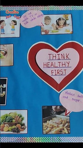 Think healthy first chart | healthy food and unhealthy food drawing | healthy food project #shorts