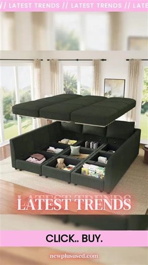 NEW Emerald Green Modular Sleeper Sofa With Hidden Storage Compartment