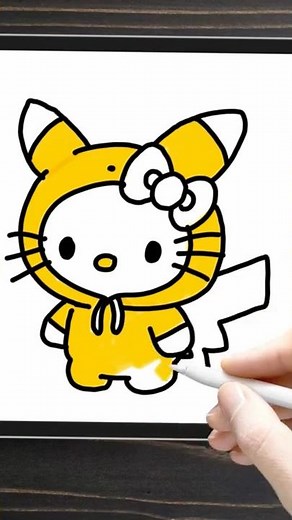 Hello Kitty Dressed as Pikachu 🐱⚡ | The Cutest Fusion! | Drawing and Crafts for Kids
