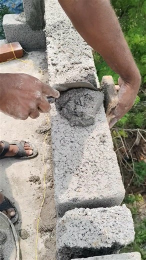 Concrete block joint filling method handmade 👍 #shorts #construction