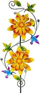 Metal Wind Spinners Outdoor,Yard Art Wind Sculptures & Spinners,Muti-Color Kinetic Wind Spinner,Flower Wind Spinners for Yard and Garden,Waterproof Pinwheels & Windmill for Patio Lawn Decor