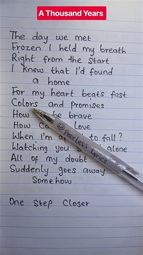 A thousand years song by Christina Perri #athousandyears #christinaperri #songlyrics #foryourpage