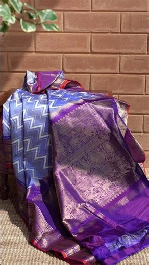 Pochampally Ikat Chevron Blue Saree with Kanchi Border | Sanskriti Edit by Kankatala