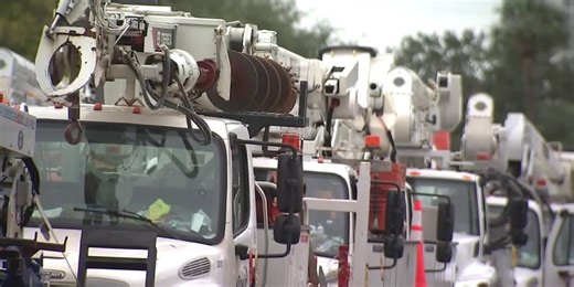 Utility crews from across US headed to Florida to aid in power restoration efforts in wake of Helene