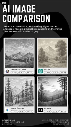 Comparing 4 LLMs Creating the Same Image 🏞️✍️ | Gray Pencil Landscape