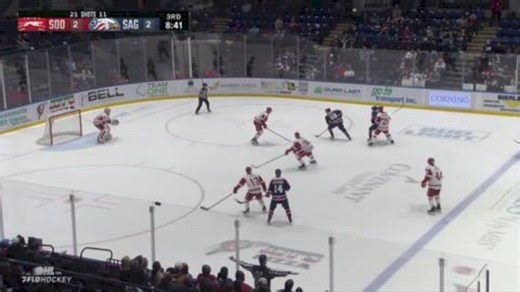 Levi Harper fires one-timer off of Nikita Klepov pass