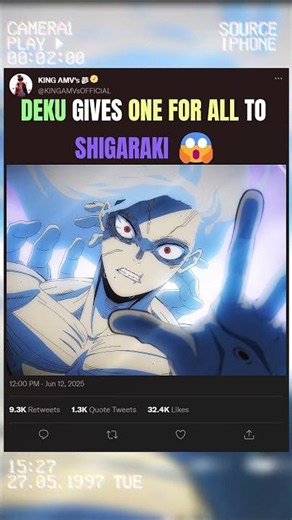 DEKU GIVES ONE FOR ALL TO SHIGARAKI 😱 | #myheroacademia #edit #amv #anime