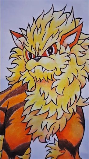 Drawing Arcanine in classroom #colorpencildrawing #pokemon #arcanine