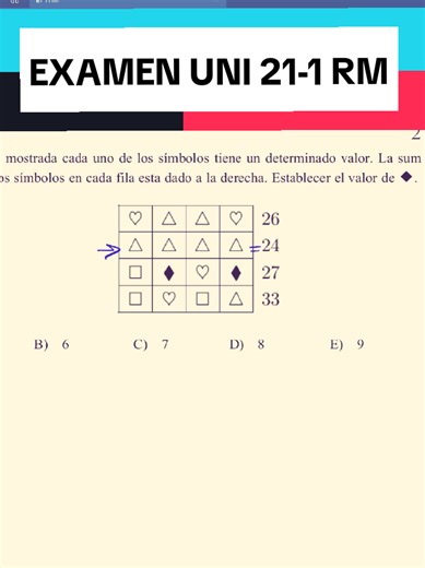 EXAMEN 21-1 UNI RM Hola 👋soy estudiante de la UNI , si deseas seguir aprendiendo contáctame 👉965327759 #UNI #RM #preuniversitario #razonamientomatematico #examendeadmisión #clasesvirtuales