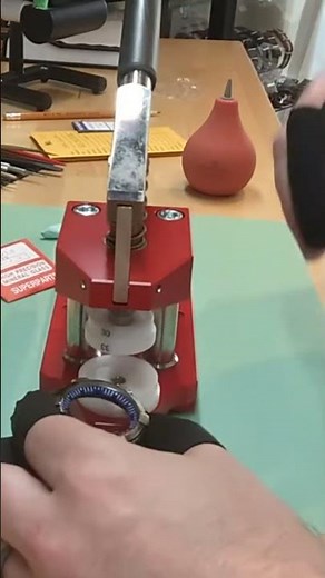 Using a crystal press to install a new watch crystal #watchmaking #watchrepair
