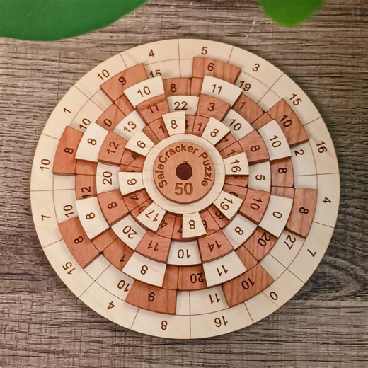 Safecracker 50 Puzzle, Wood Puzzle, Brain Teaser Puzzle, Math Puzzle, Game for Adults, Difficult Wheel Puzzle, Rotating Math Gift,brain Game - Etsy