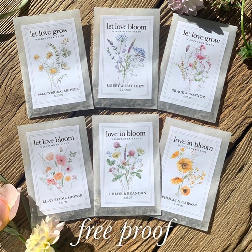 Personalized Wildflower Seed Packet Favor Wedding Seed Favor for Guest Eco Friendly Bridal Shower Favor Eco Wedding Favor Garden Party Favor - Etsy